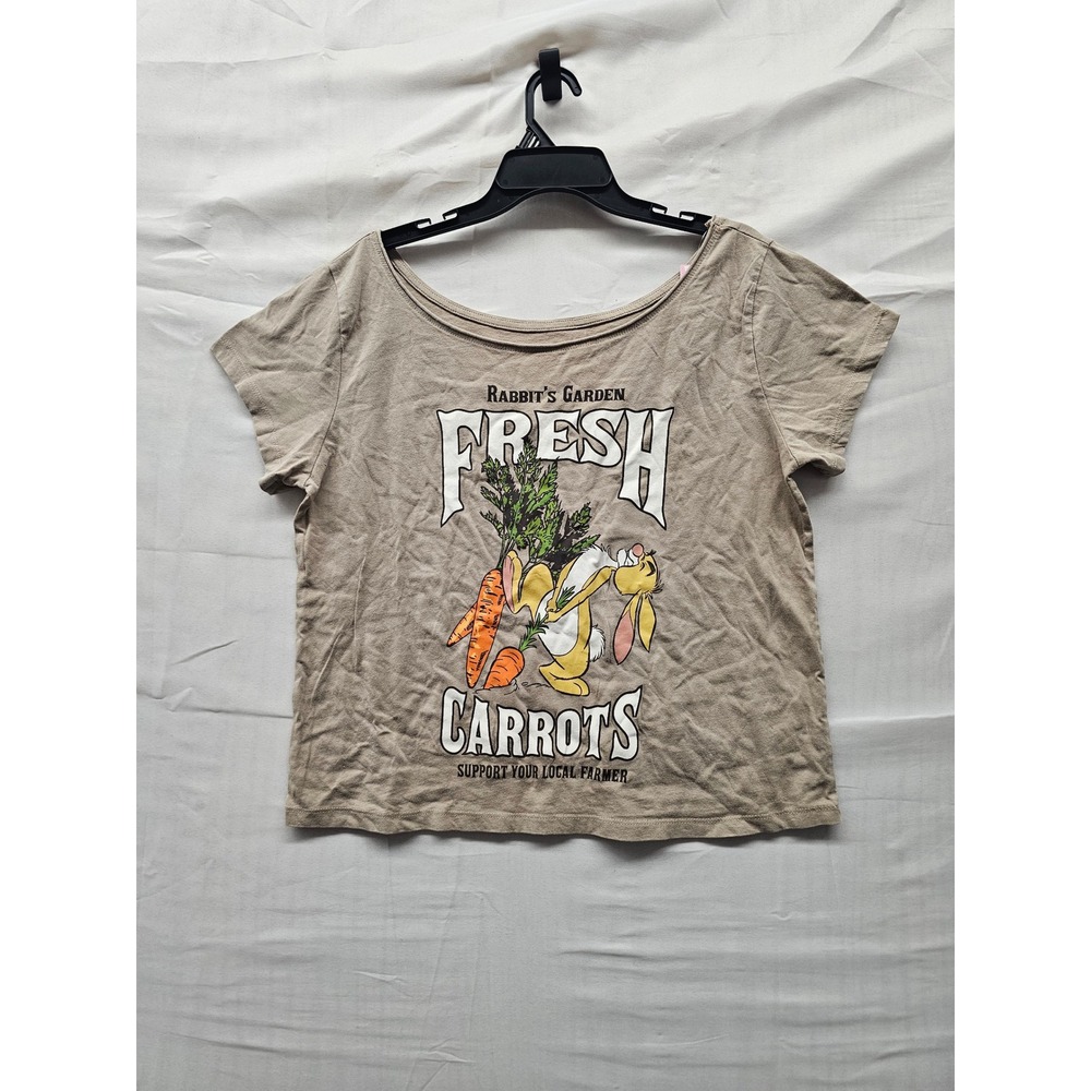 Disney Winnie the Pooh Womens Rabbit Graphic T-Shirt Tan Cotton Size Medium
